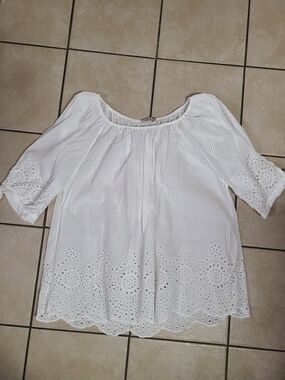 Valentina White Eyelet Peasant Tunic